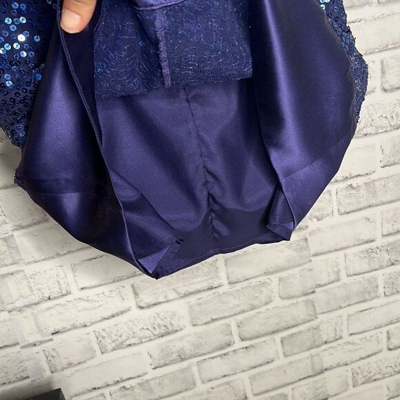 Betsey Johnson Silk Blue Sequins Evening Dress Cocktail Prom Party Size 2 - Picture 6 of 8